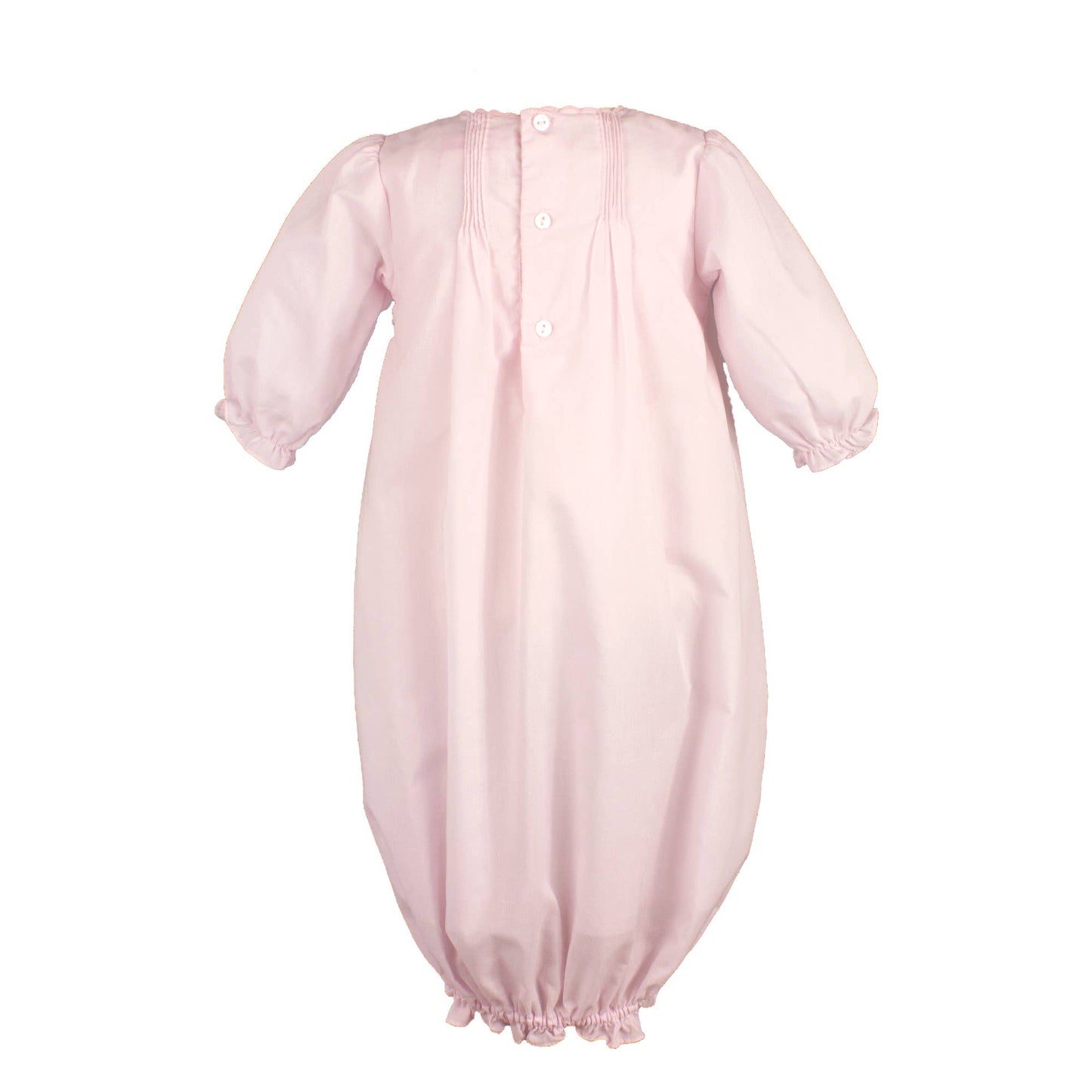 Flower Embroidered Heirloom Gown & Hat: Pink / Newborn