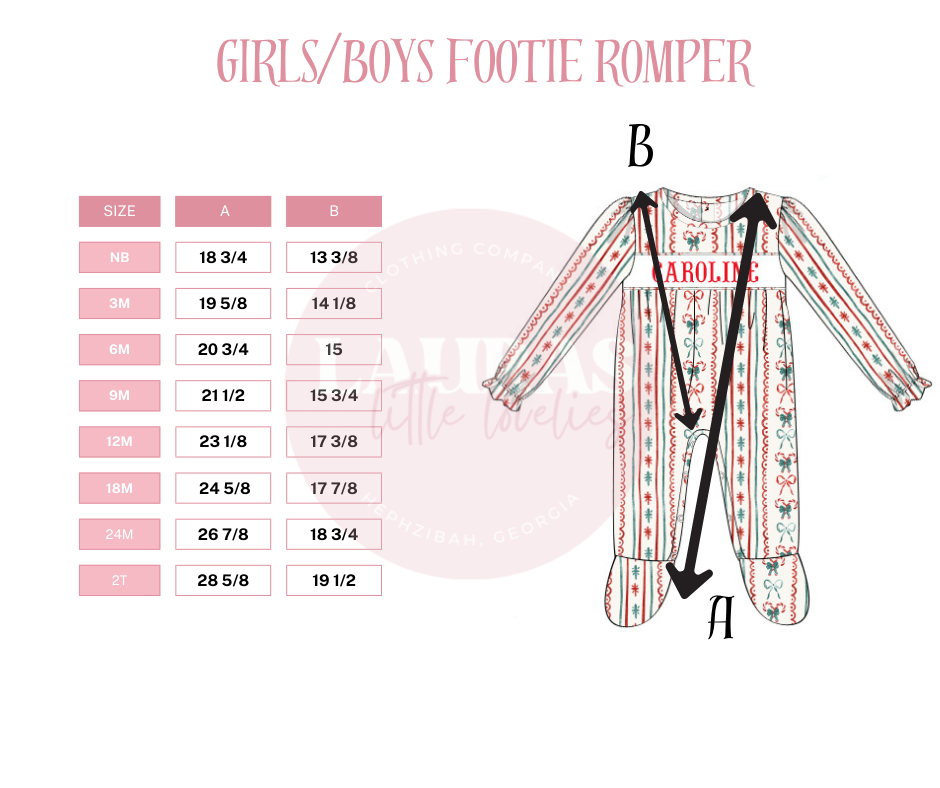 Footie Romper Size Chart