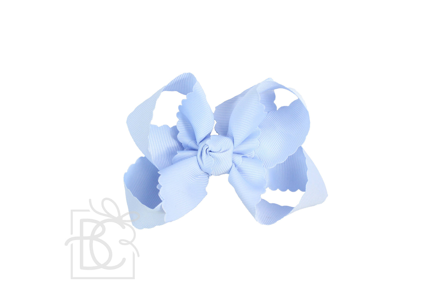 SCALLOPED EDGE BOW: White / 4.5" Large - 1.5" Ribbon on Alligator Clip