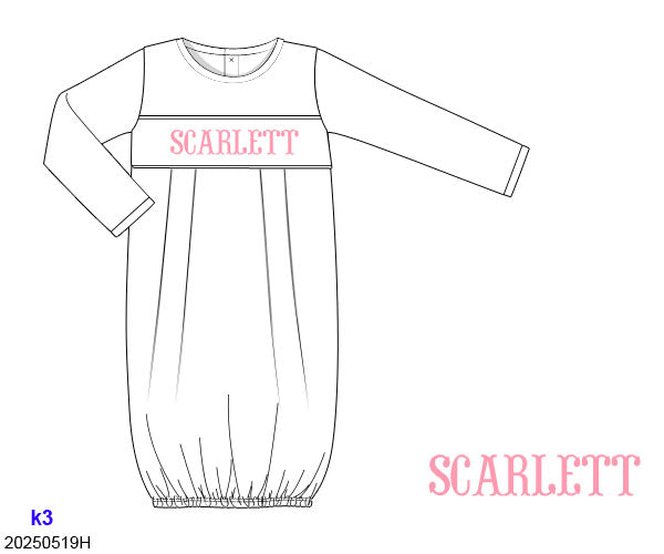 Pink Name Smock Gown