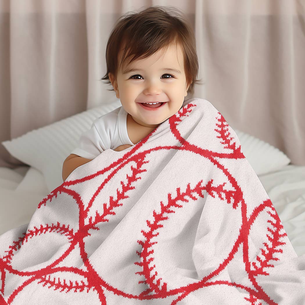 Kids Baby Baseball Pattern Throw Blanket: BASEBALL / ONE SIZE