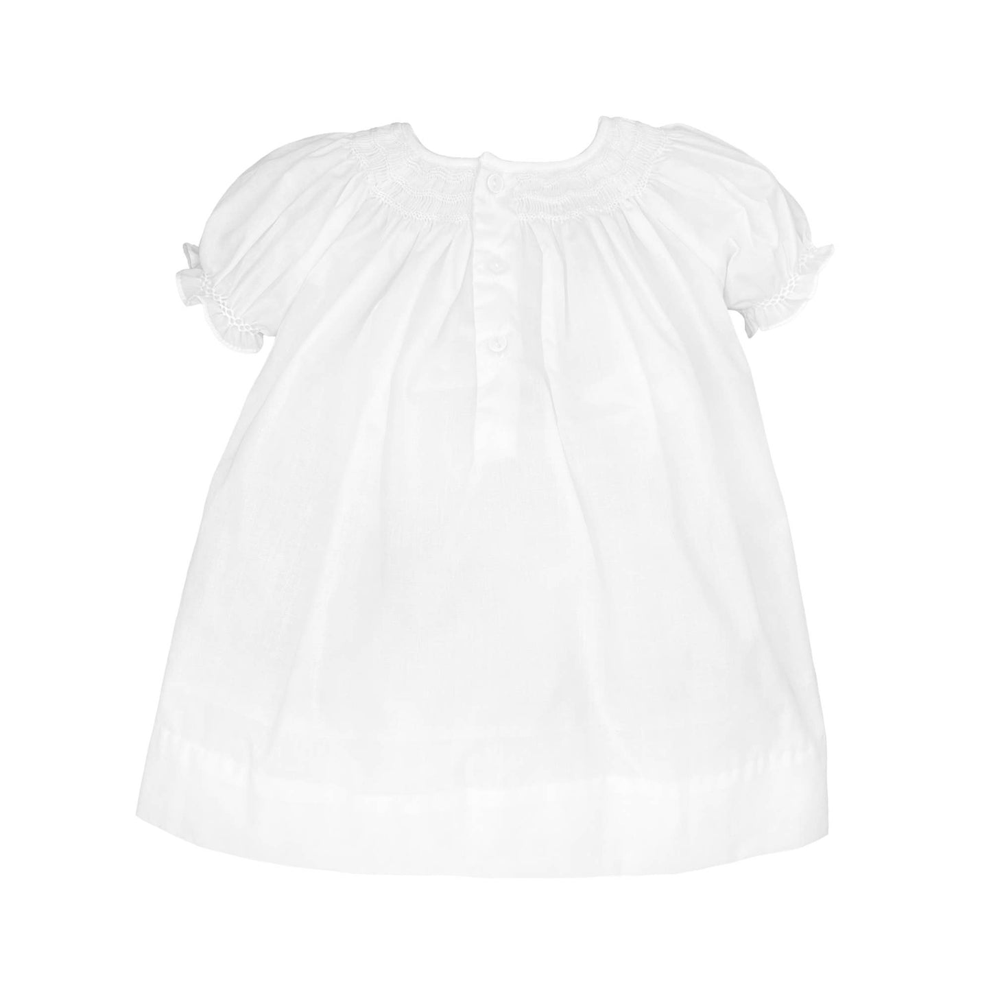 Gown with Wave Smocking- White
