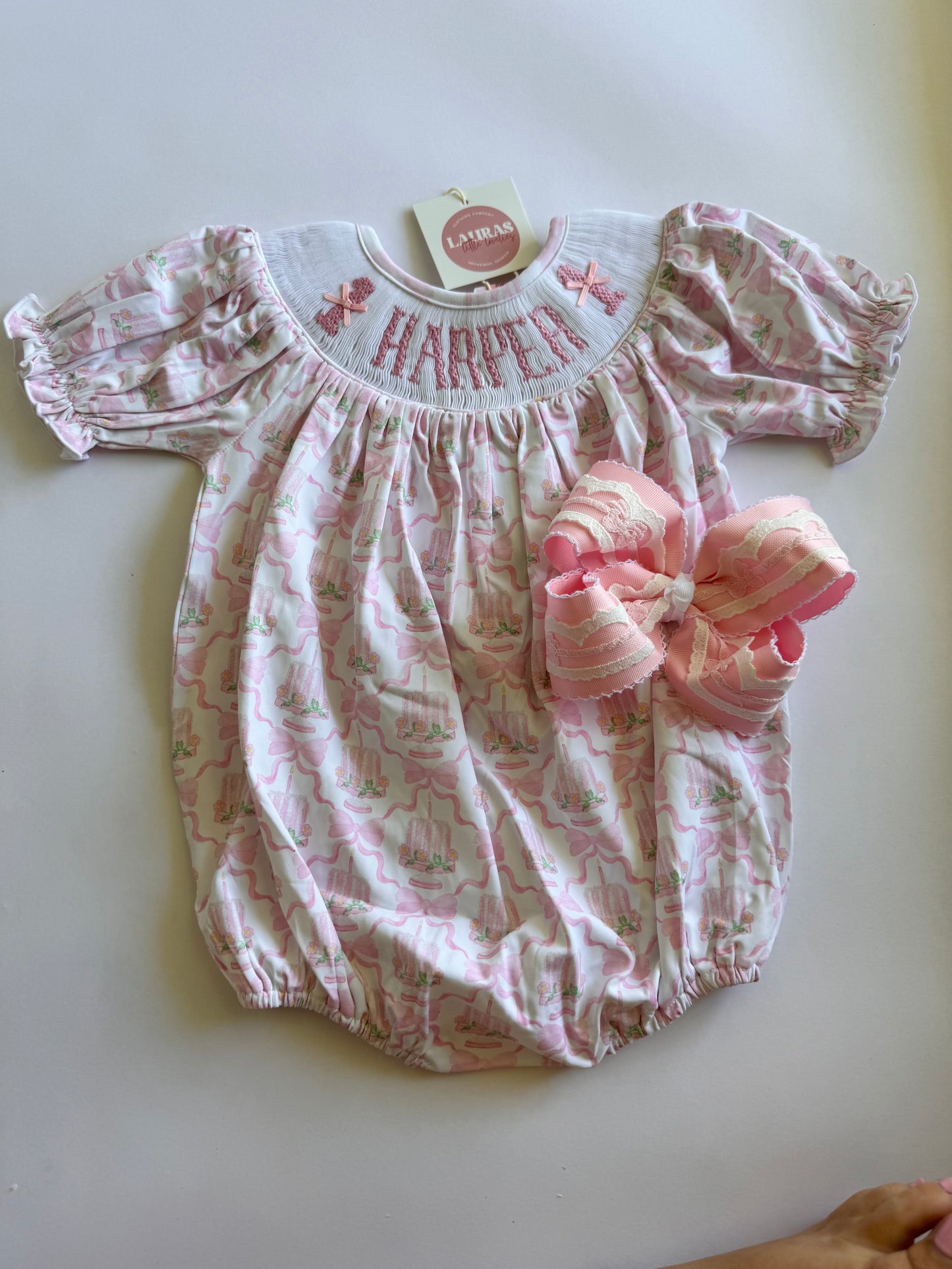 Birthday Cake Smocked Bubble