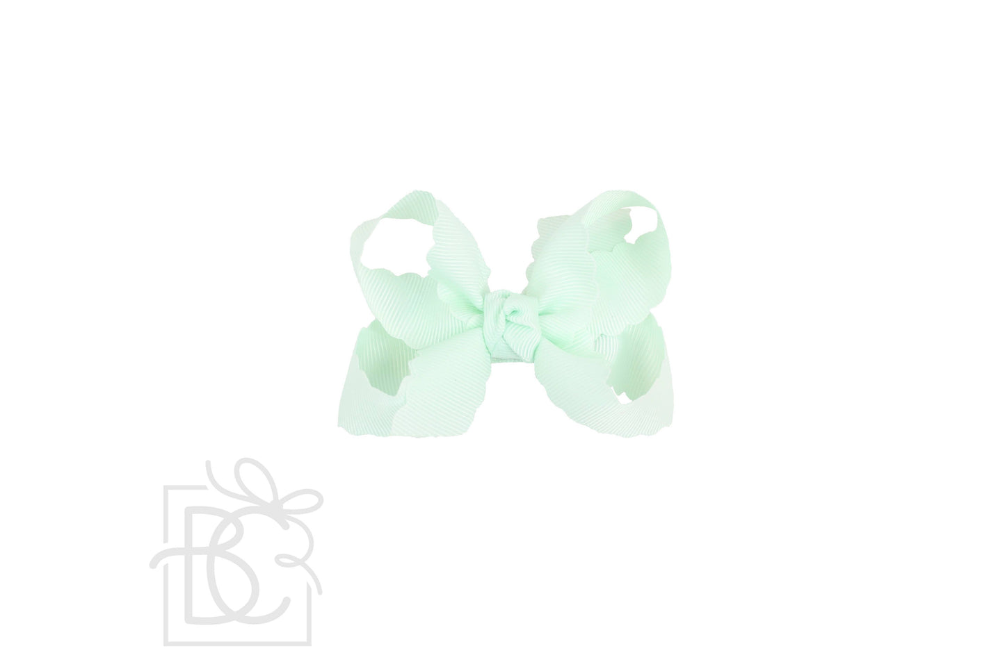 SCALLOPED EDGE BOW: Oatmeal / 4.5" Large - 1.5" Ribbon on Alligator Clip