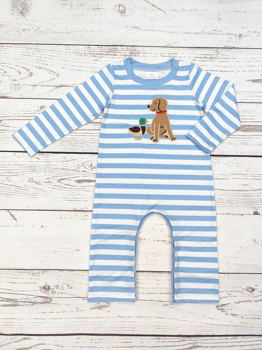 Baby Boy Dog Duck Appliqué Romper: 6-12M