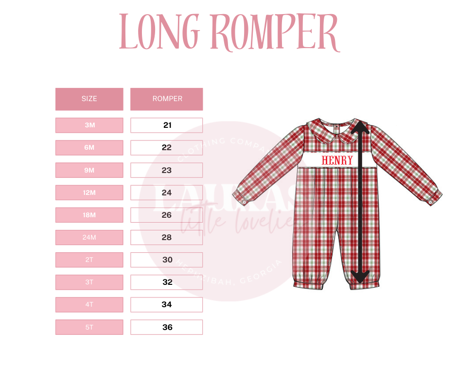 Long Romper Size Chart