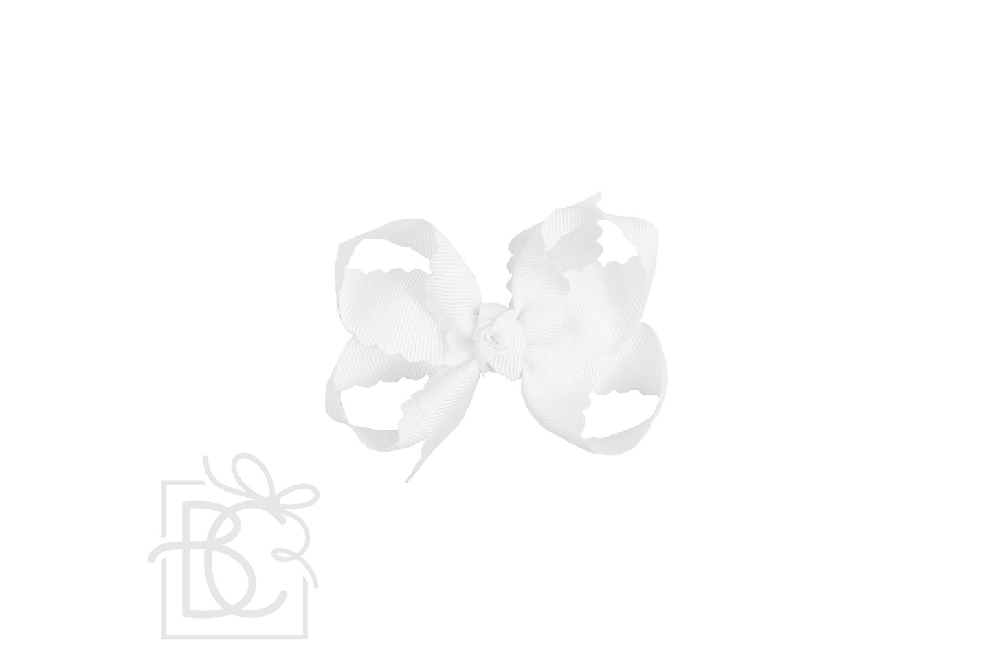 SCALLOPED EDGE BOW: White / 5.5" Extra Large - 2.25" Ribbon on Alligator Clip