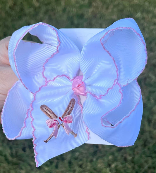 Pink Baseball Bow