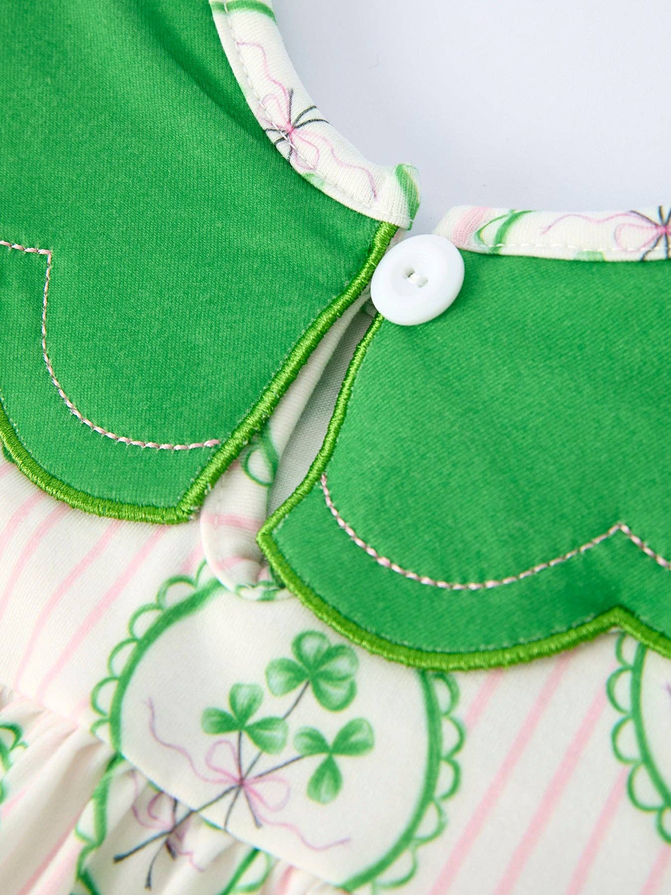 St. Patrick's Day Shamrock Striped Long Sleeve Girl Dress: 4