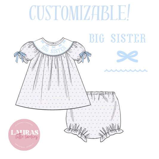 Blue Bow Diaper Set