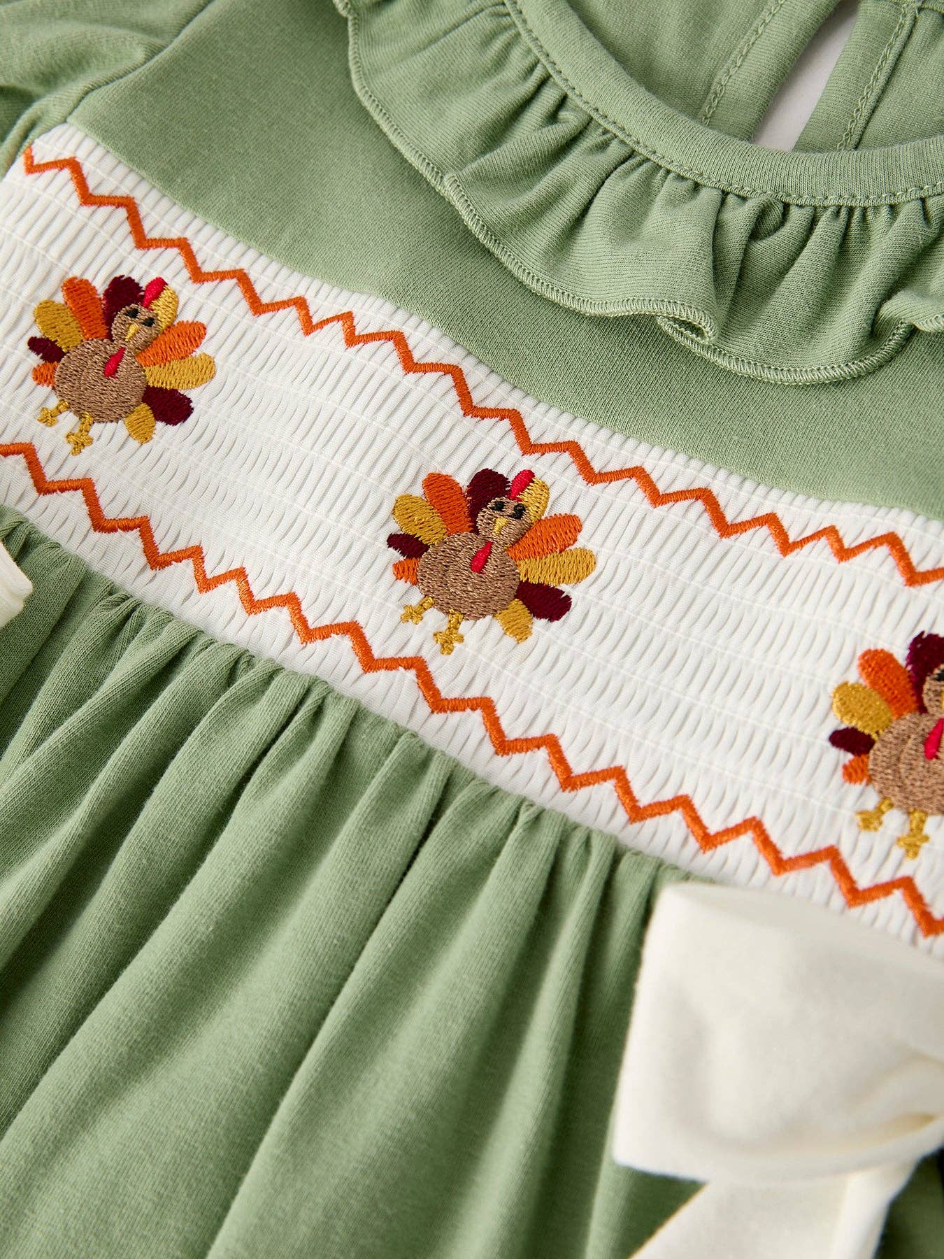 Fall Thanksgiving Embroidered Dress