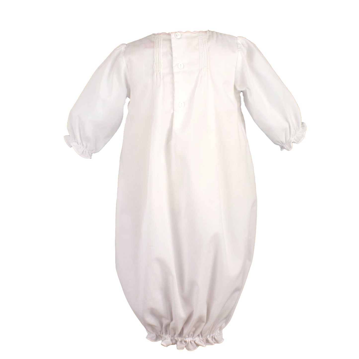 Flower Embroidered Heirloom Gown & Hat: Pink / Newborn