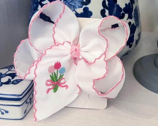 Embroidered Tulip Bow