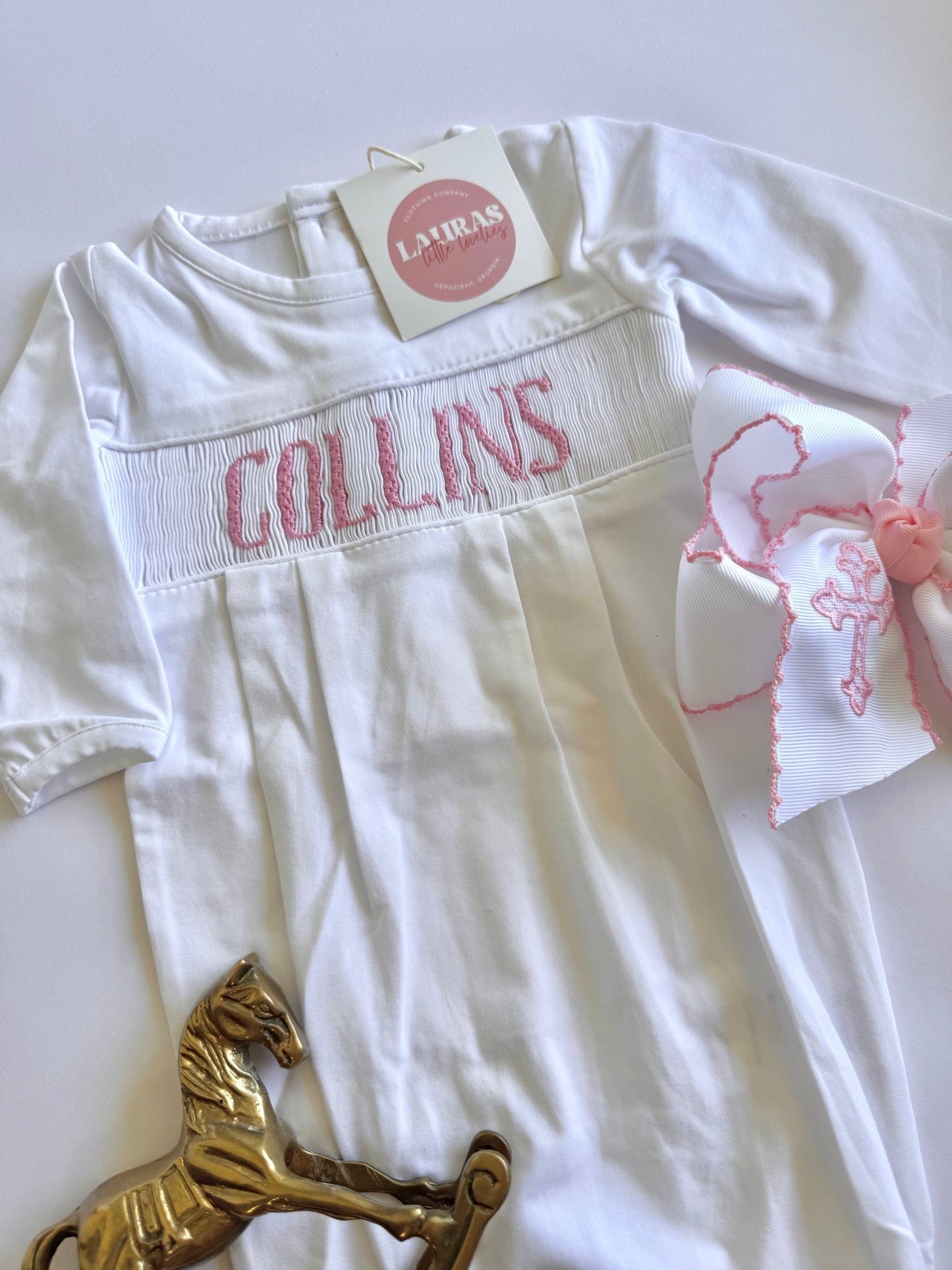 Pink Name Smock Gown