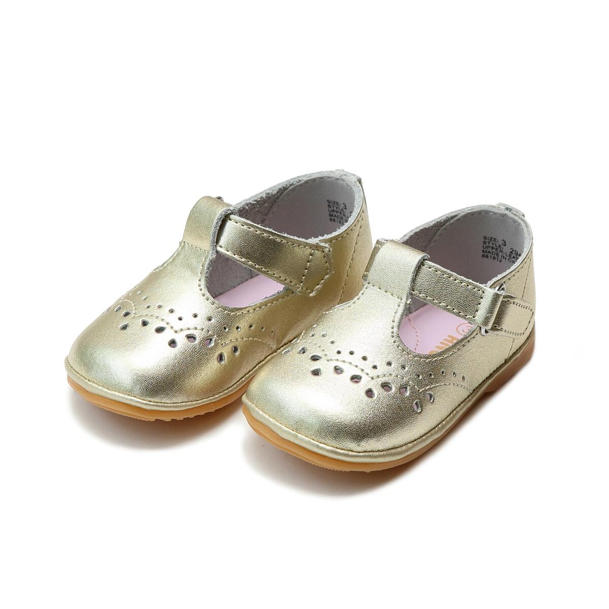 Gold Birdie Leather T Strap Mary Jane Angel Baby (1-7T)