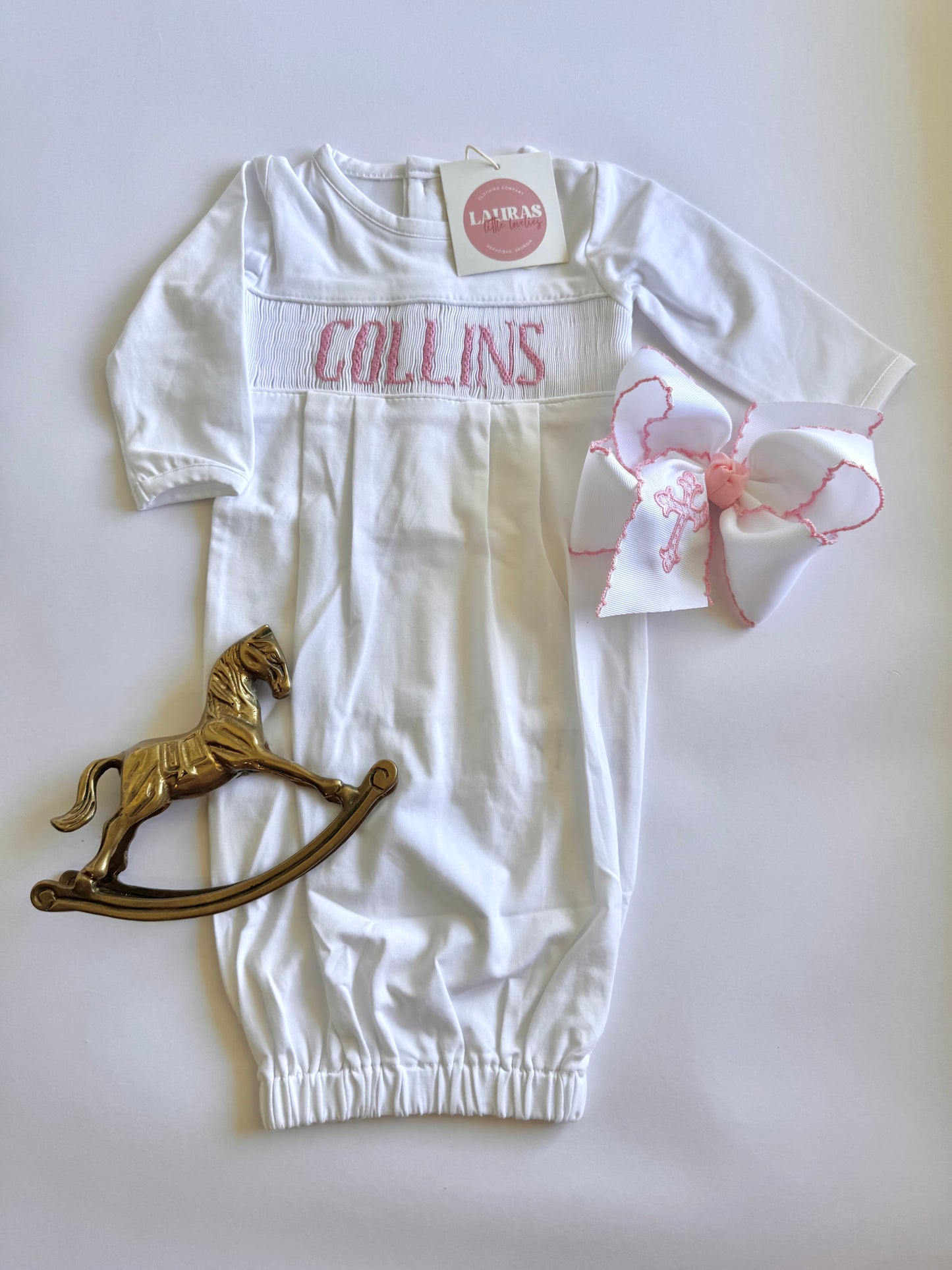 Pink Name Smock Gown