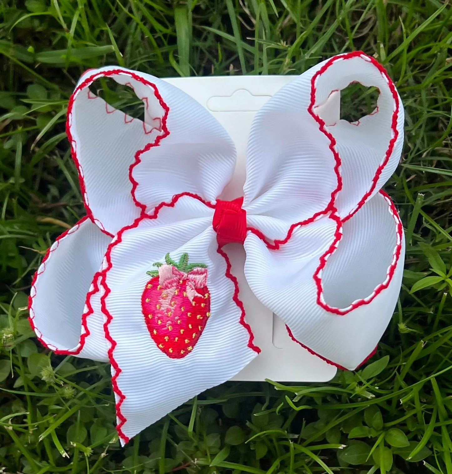 Embroidered Strawberry Bow