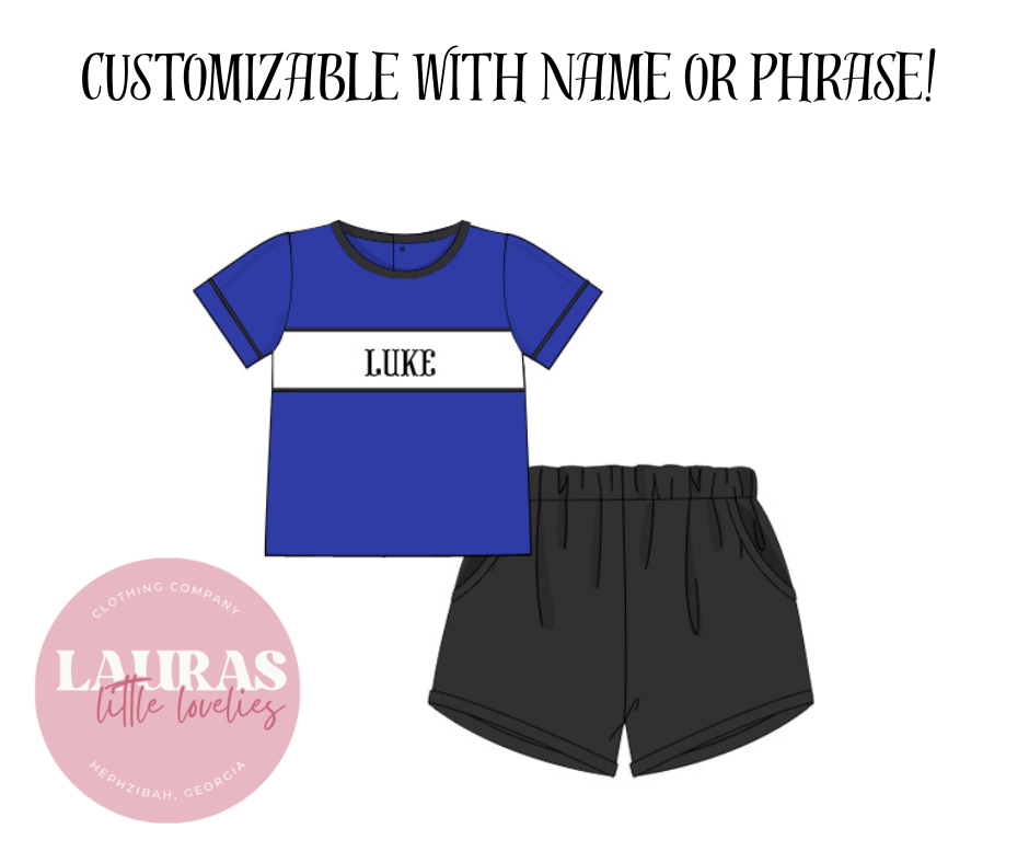 Black & Blue Boys Shorts Set