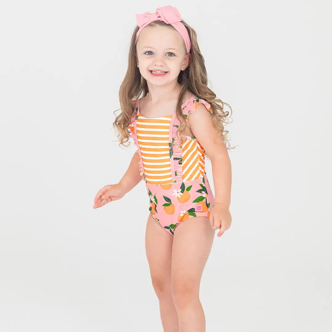 Girls Orange You the Sweetest Pinafore One Piece