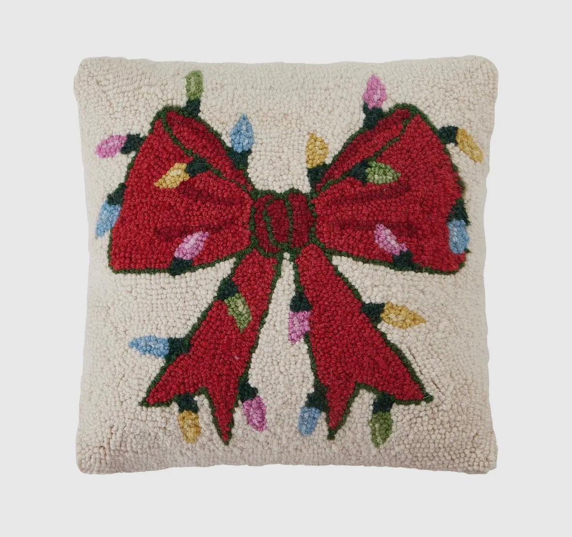 Christmas Bow Lights Hook Pillow