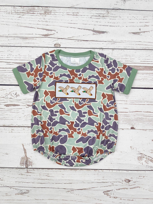 Baby Boy Camouflage Duck Appliqué Bubble: 12-18M