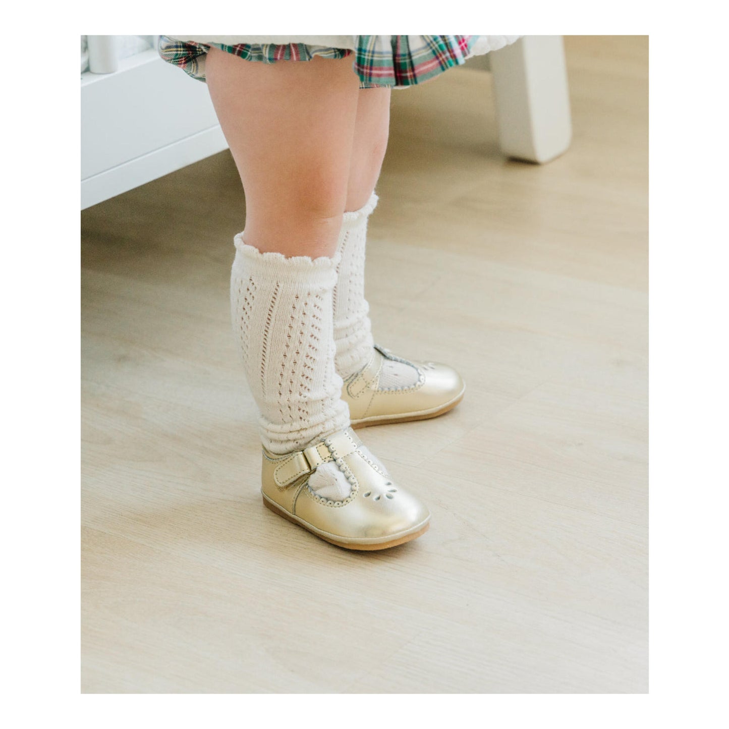 Gold Dottie Scalloped T-strap Mary Jane Baby (1-7T)