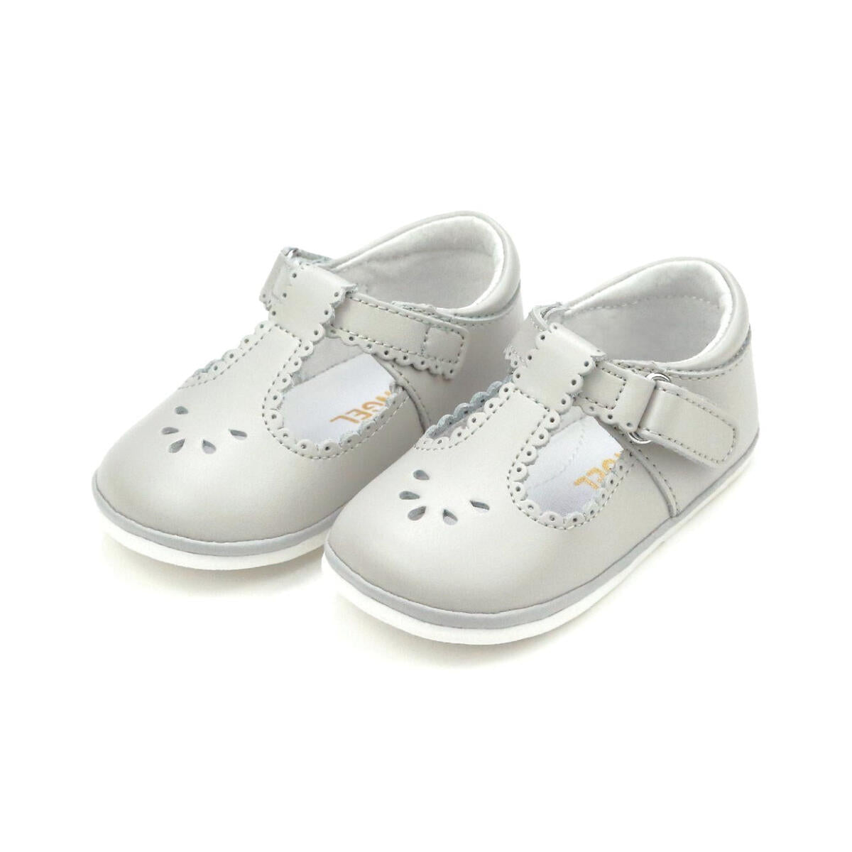 Gray Dottie Scalloped T-strap Mary Jane Baby (1-7T)
