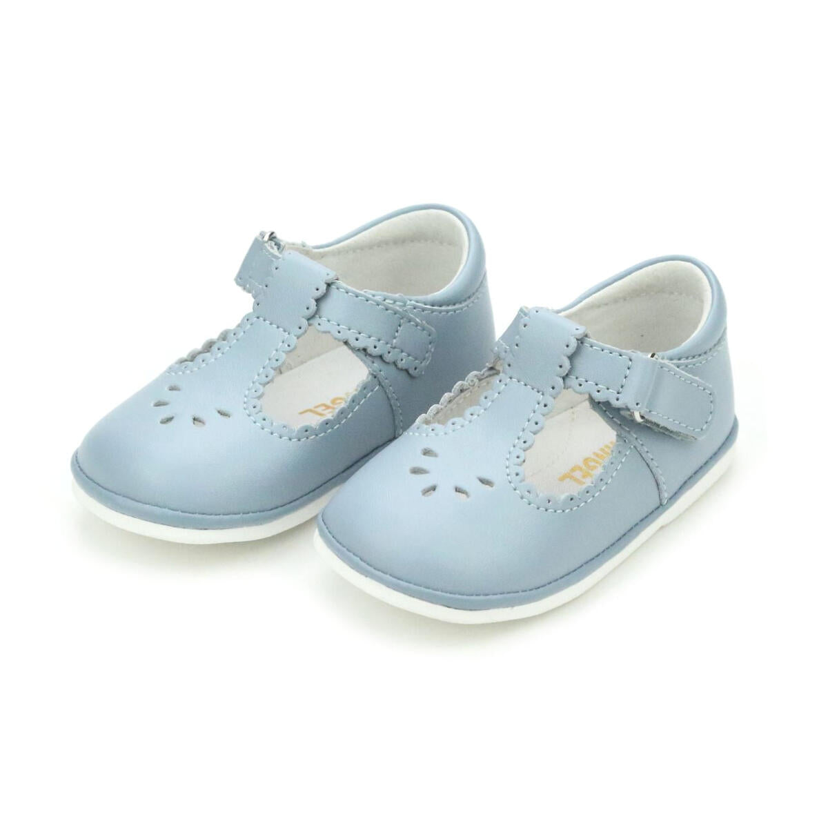 Light Blue Dottie Scalloped T-strap Mary Jane Baby (1-7T)