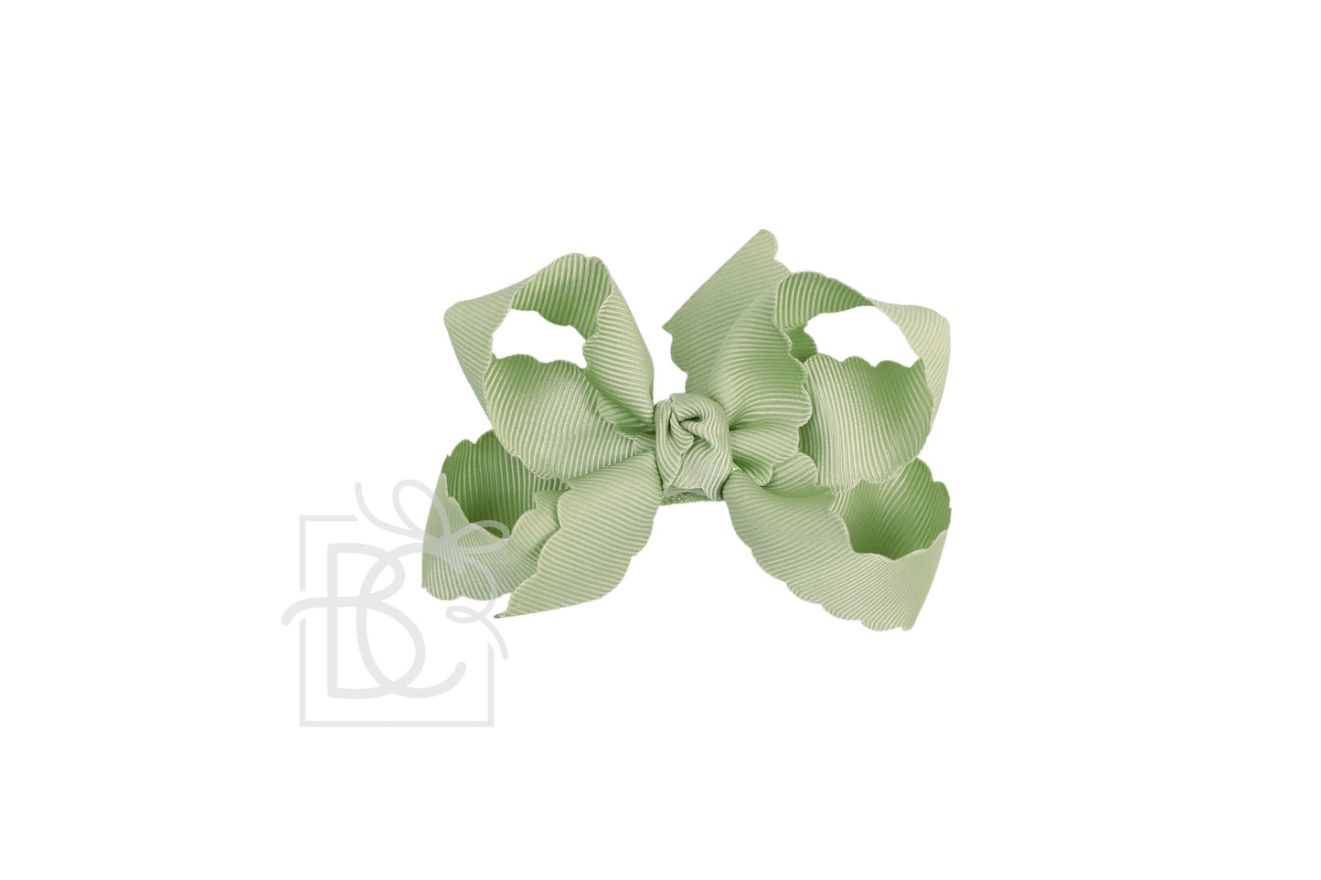 SCALLOPED EDGE BOW: Oatmeal / 4.5" Large - 1.5" Ribbon on Alligator Clip