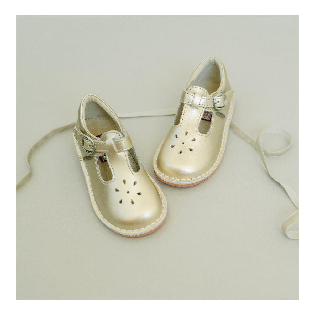 Gold Metallic Joy Stitch Down Mary Jane