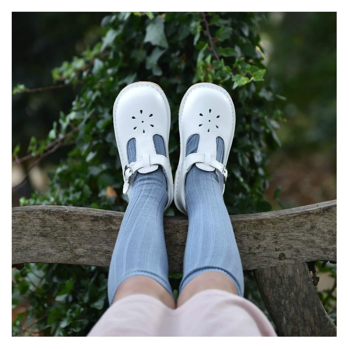 White Joy Stitch Down Mary Jane