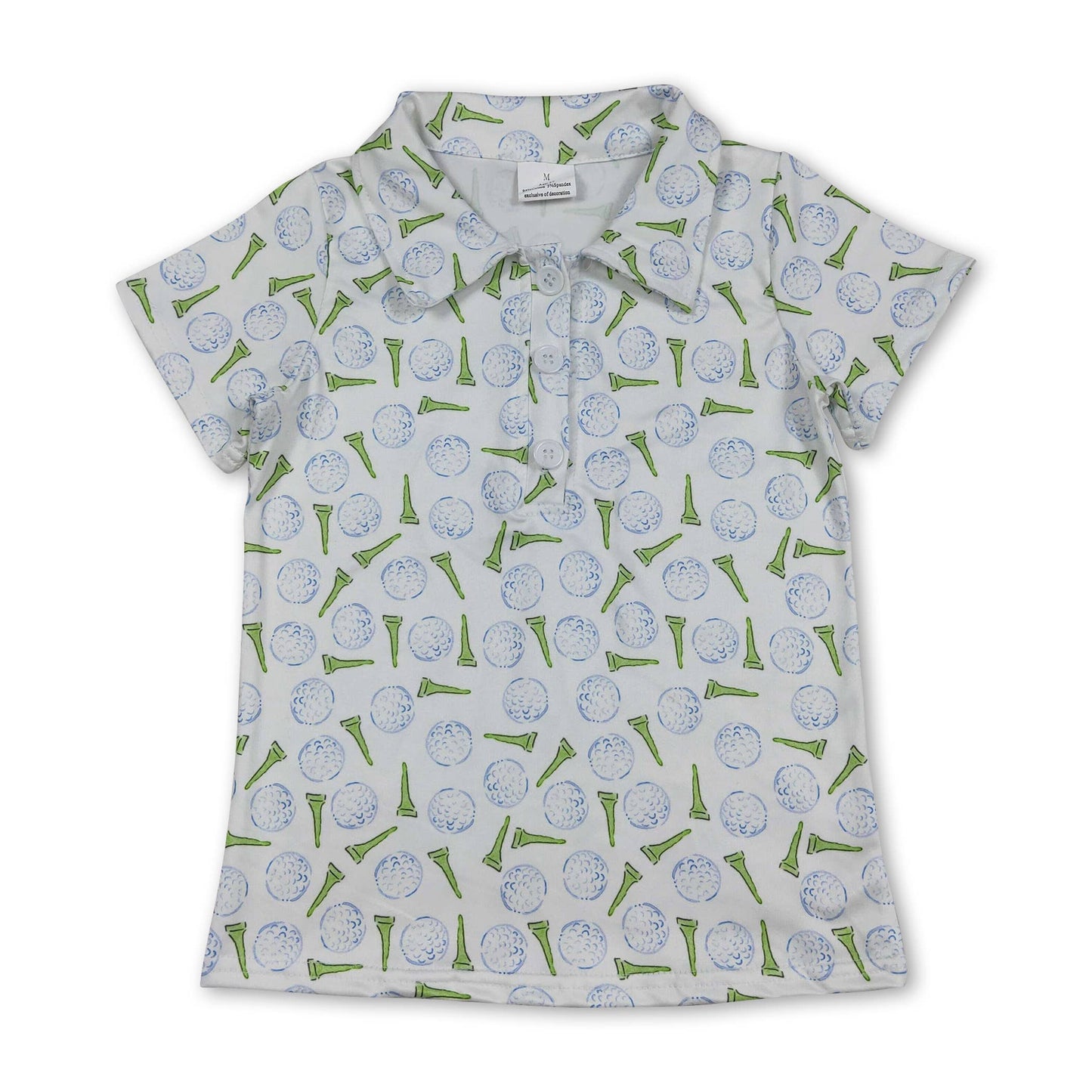 Short sleeves green golf  kids boys polo shirt: Stripe golf / 4T