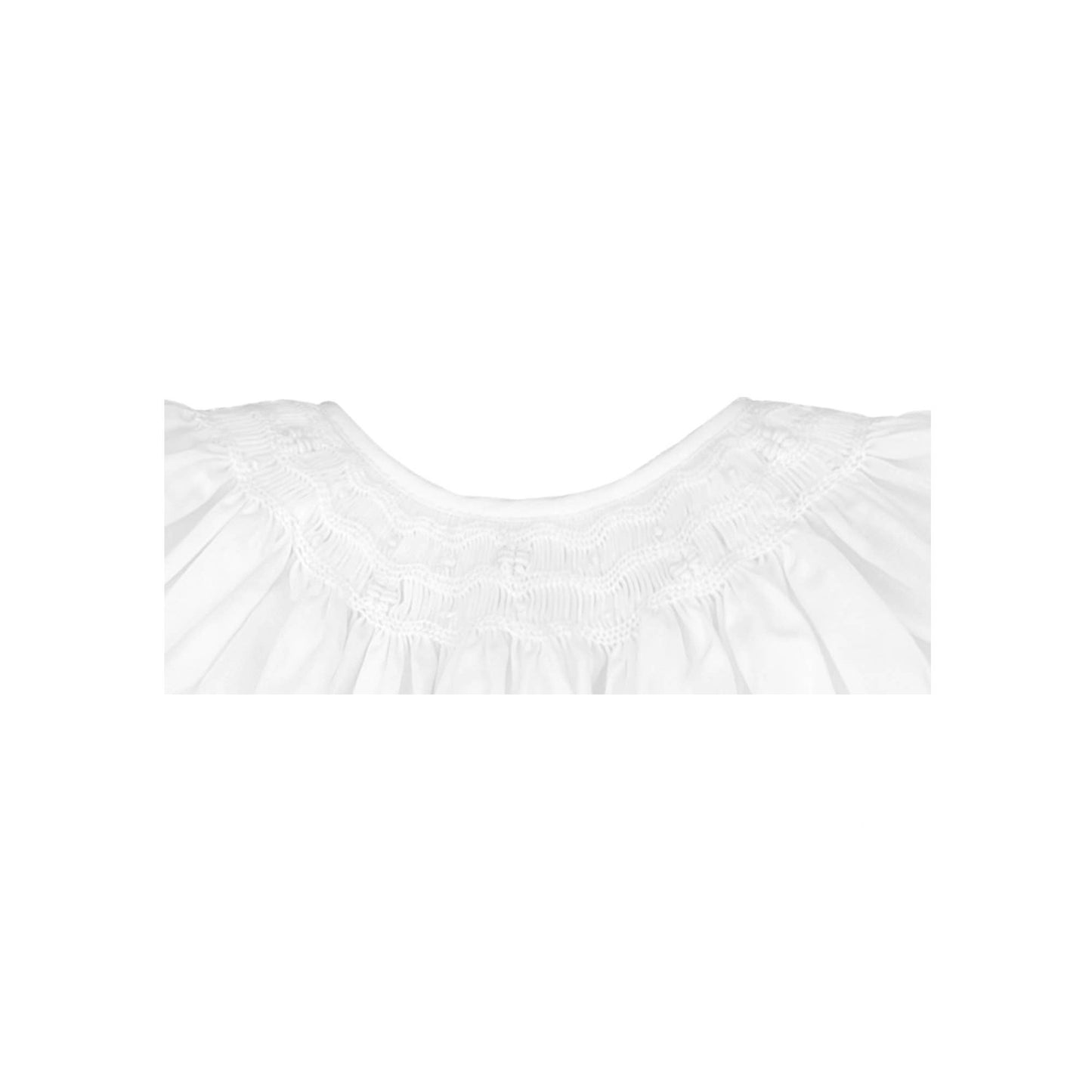Gown with Wave Smocking- White