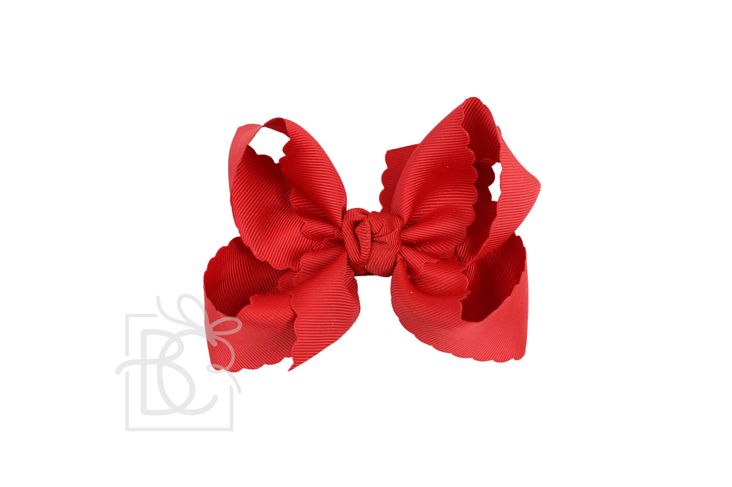 SCALLOPED EDGE BOW: Red / 4.5" Large - 1.5" Ribbon on Alligator Clip