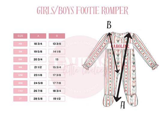 Footie Romper Size Chart