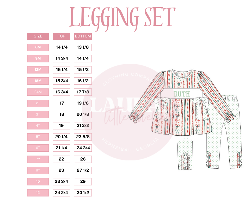 Legging Set Size Chart