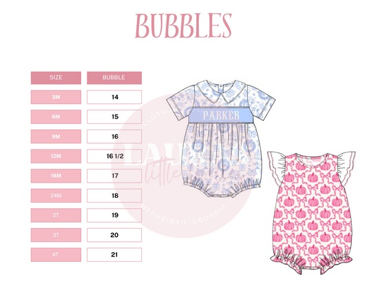 Basic Bubble Size Chart