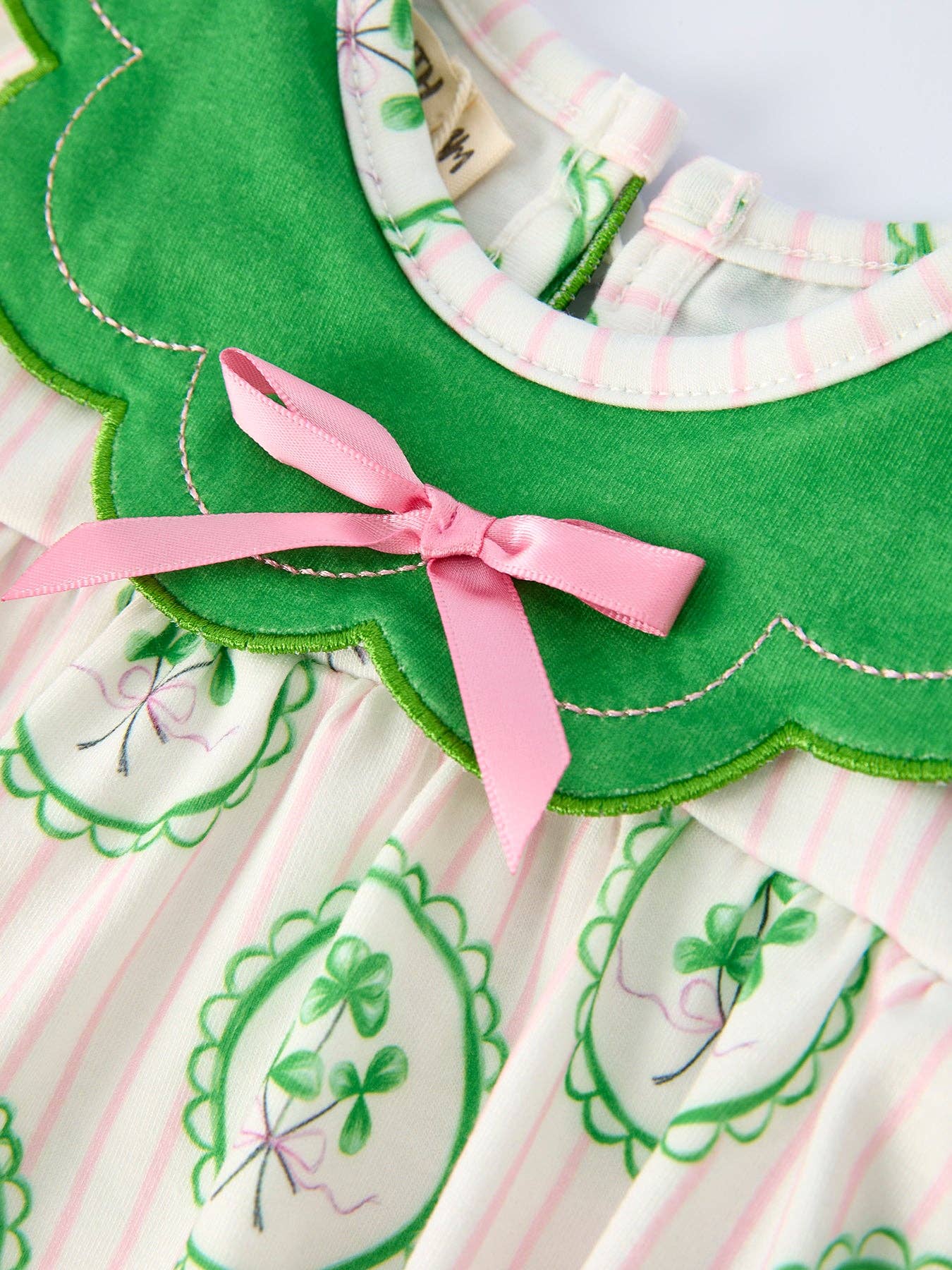 St. Patrick's Day Shamrock Striped Long Sleeve Baby Girl Romper: 3M