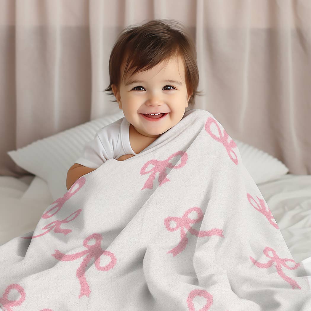 Child's Ribbon Pattern Throw Blanket: RIBBON / ONE SIZE
