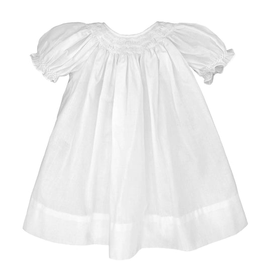 Gown with Wave Smocking- White