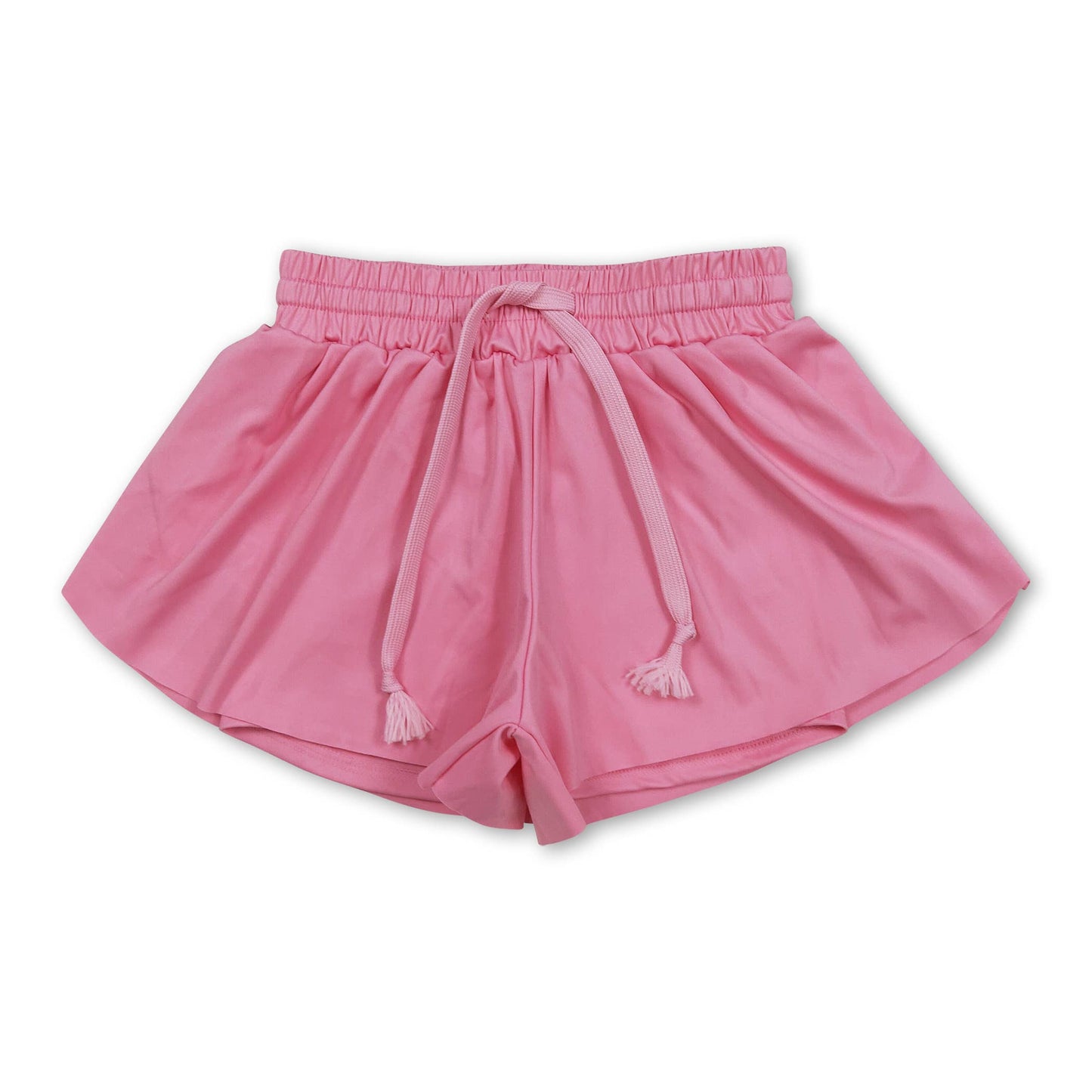 Hot pink kids girls activewear summer yoga shorts: Hot pink / 6-7T