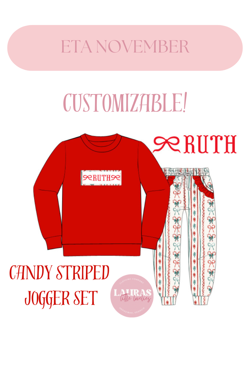 Candy Striped Name Smock Jogger Set
