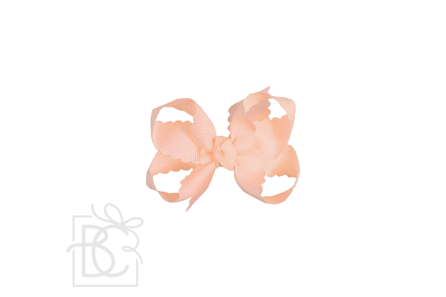SCALLOPED EDGE BOW: Oatmeal / 4.5" Large - 1.5" Ribbon on Alligator Clip