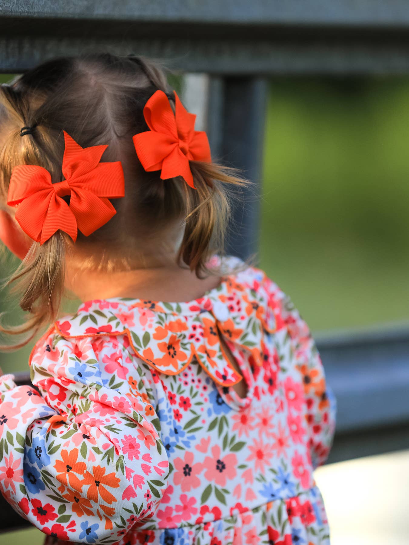 Pumpkin Bow Embroidered Floral Dress