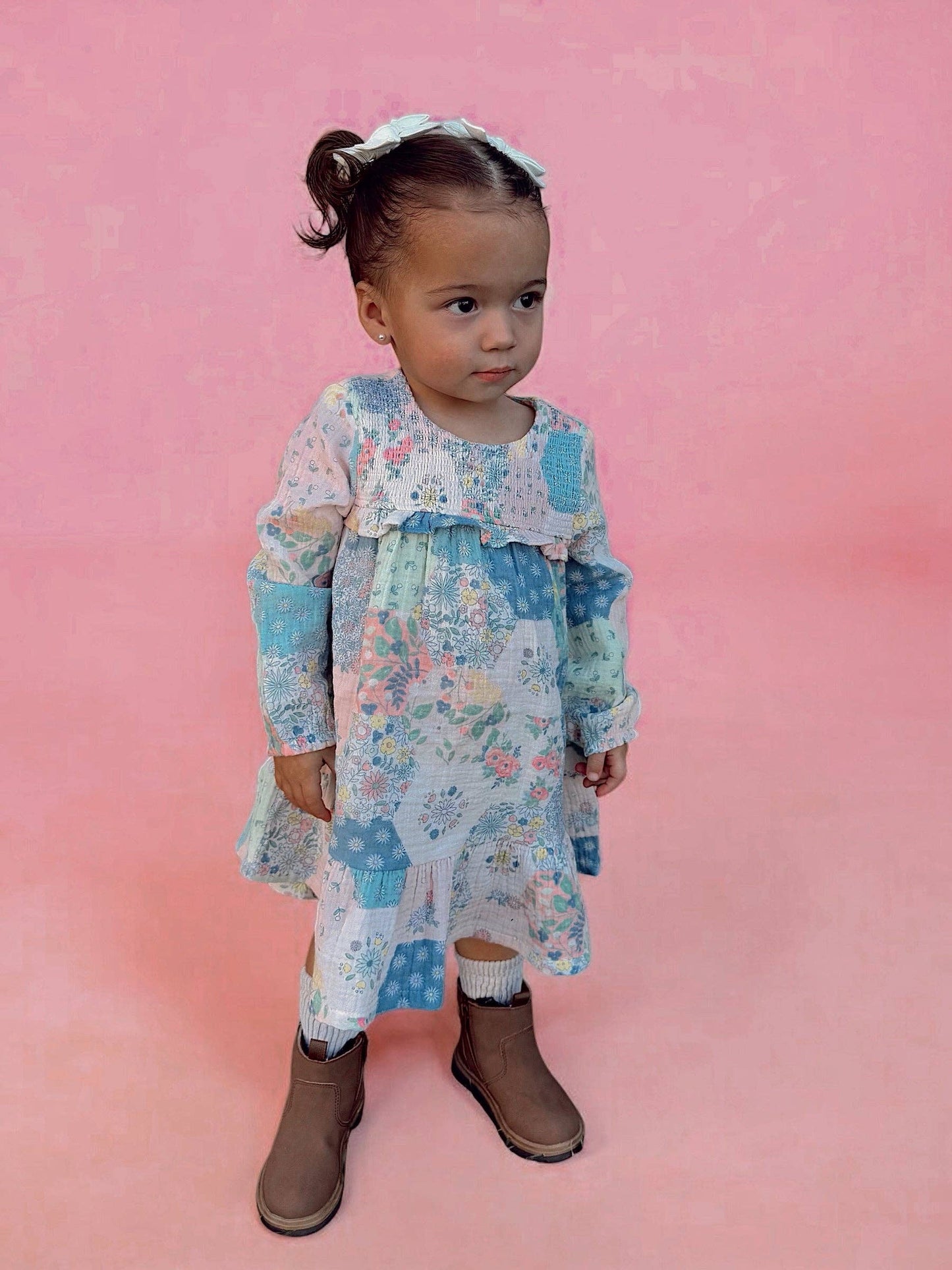 Smocked Ruffle Tiered Dress, Patchwork: 4 yr.