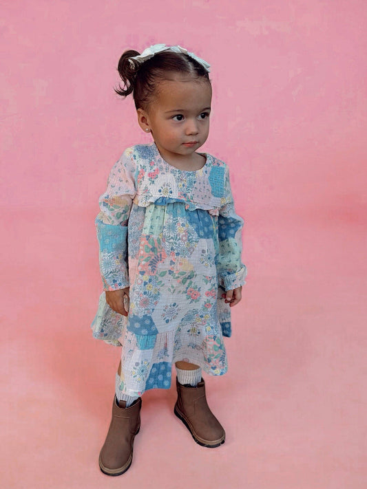 Smocked Ruffle Tiered Dress, Patchwork: 4 yr.