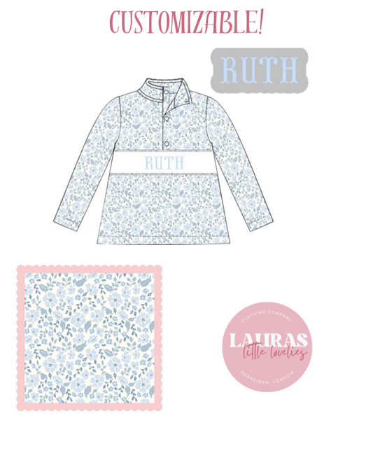 Faithful Floral Name Smock Pullover
