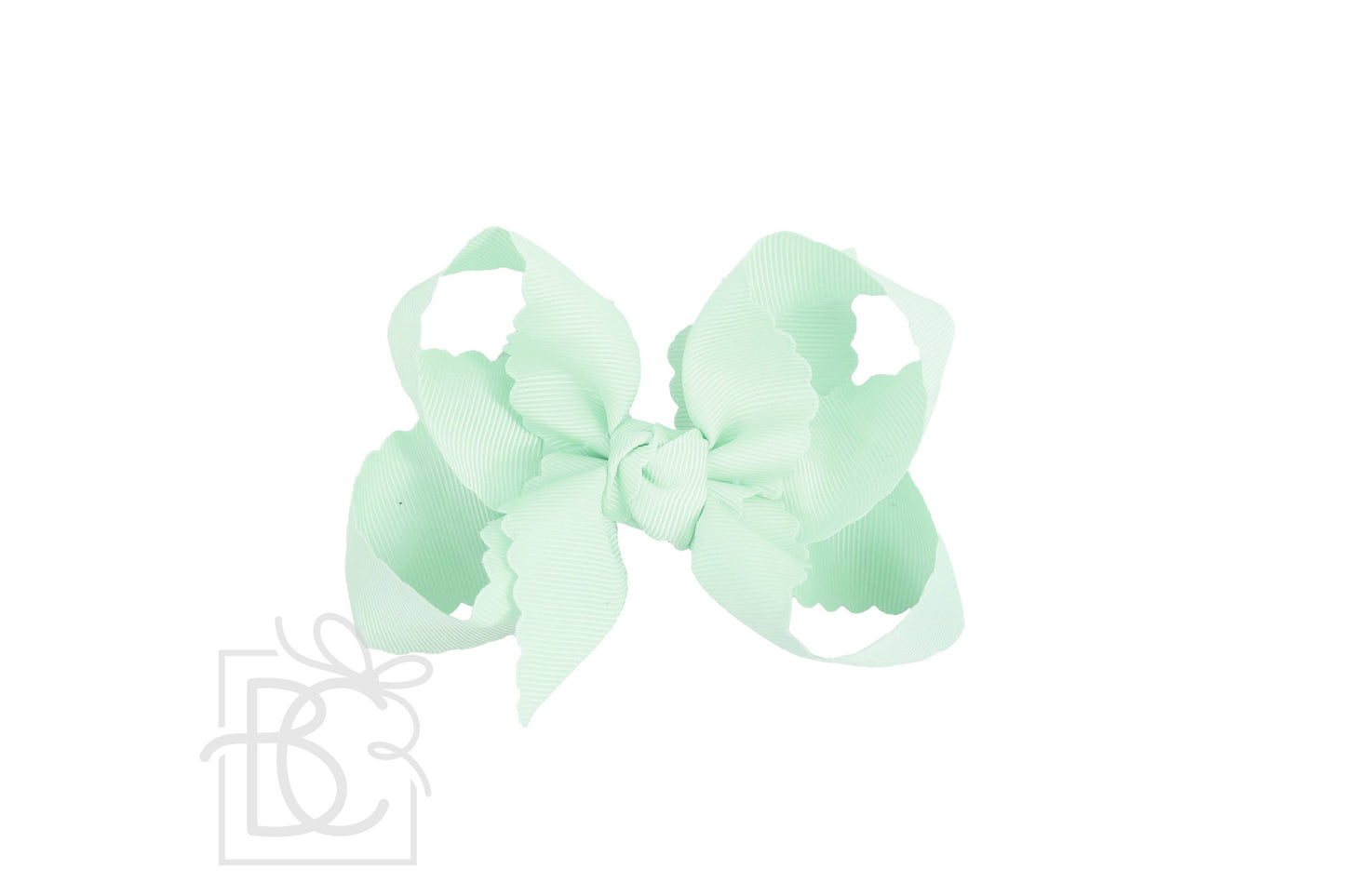 SCALLOPED EDGE BOW: White / 5.5" Extra Large - 2.25" Ribbon on Alligator Clip