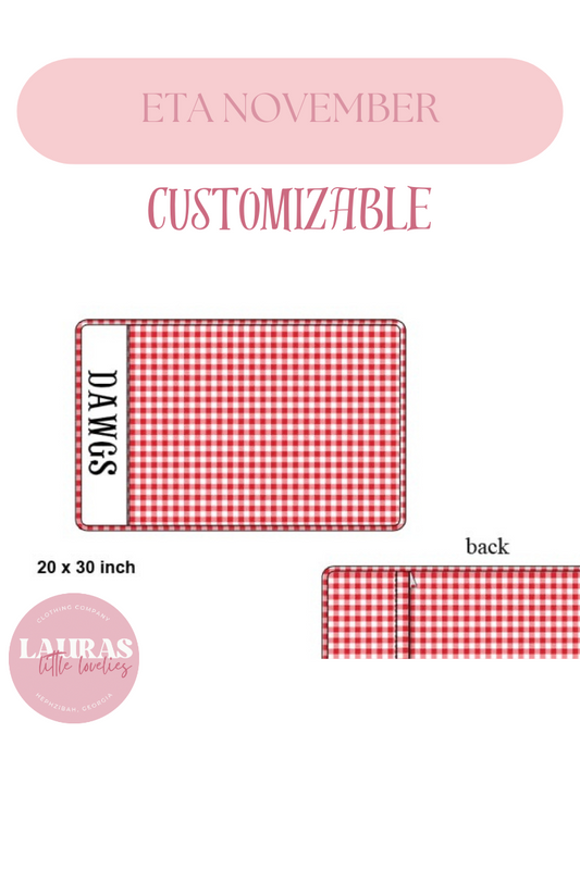 Red Gingham Name Smock Pillow