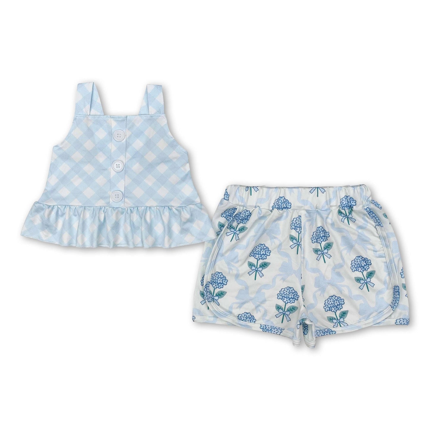 Sleeveless light blue bow floral baby girls athletic dresses: Athletic dress / 4T